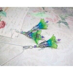 Cottagecore Floral Jewelry Set, Silver, Artisan Crafted Unique Flower Jewelry